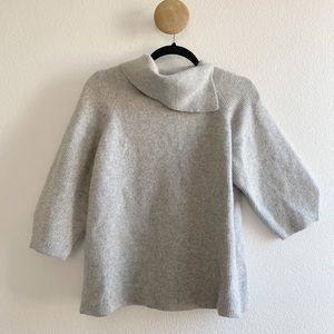 COS Cowl Fold Turtle Neck Gray Wool Boxy Sweater